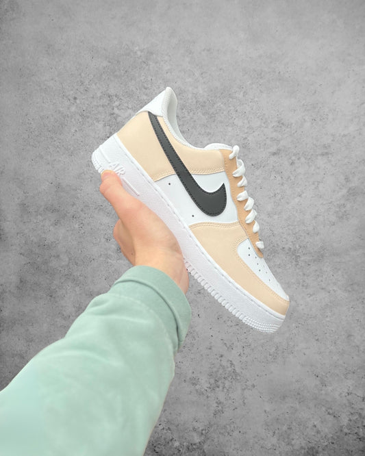CUSTOM AF1 BEIGE BLACK COLORWAY.