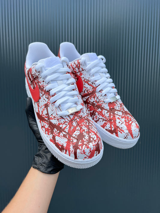 CUSTOM AF1 RED PAINT SPLASH.