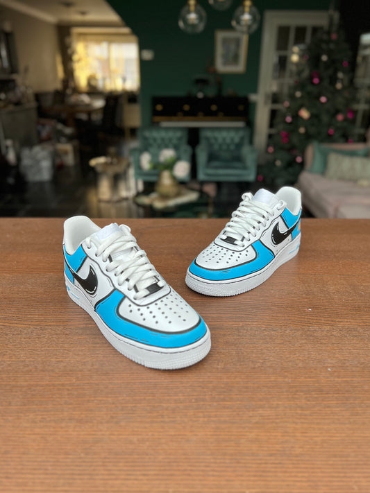 CUSTOM AF1 BLUE CARTOON.