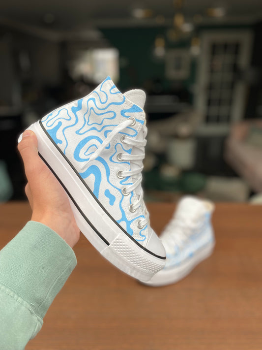 CUSTOM CONVERSE WAVEY BLUE.