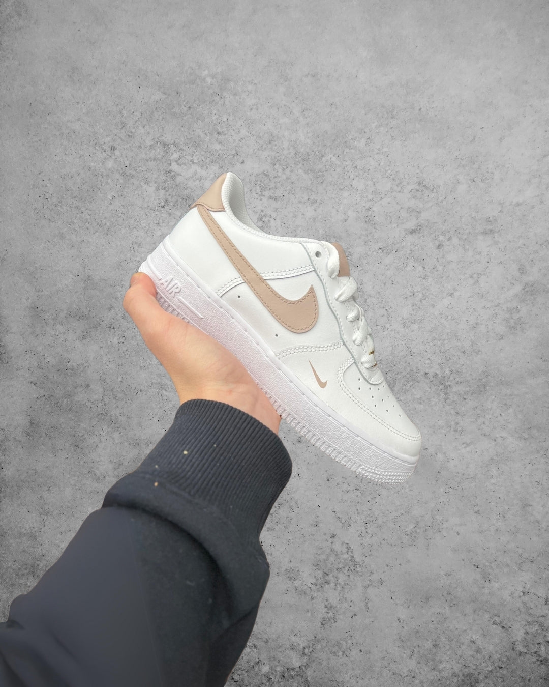 CUSTOM AF1 BEIGE SWOOSH.