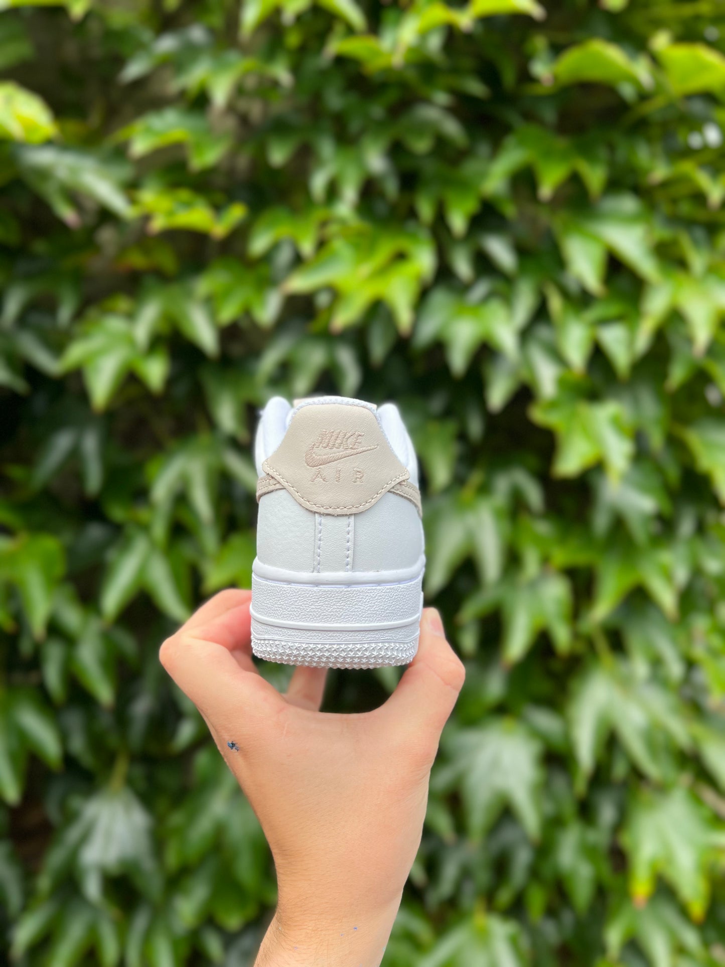 CUSTOM AF1 BEIGE SWOOSH.