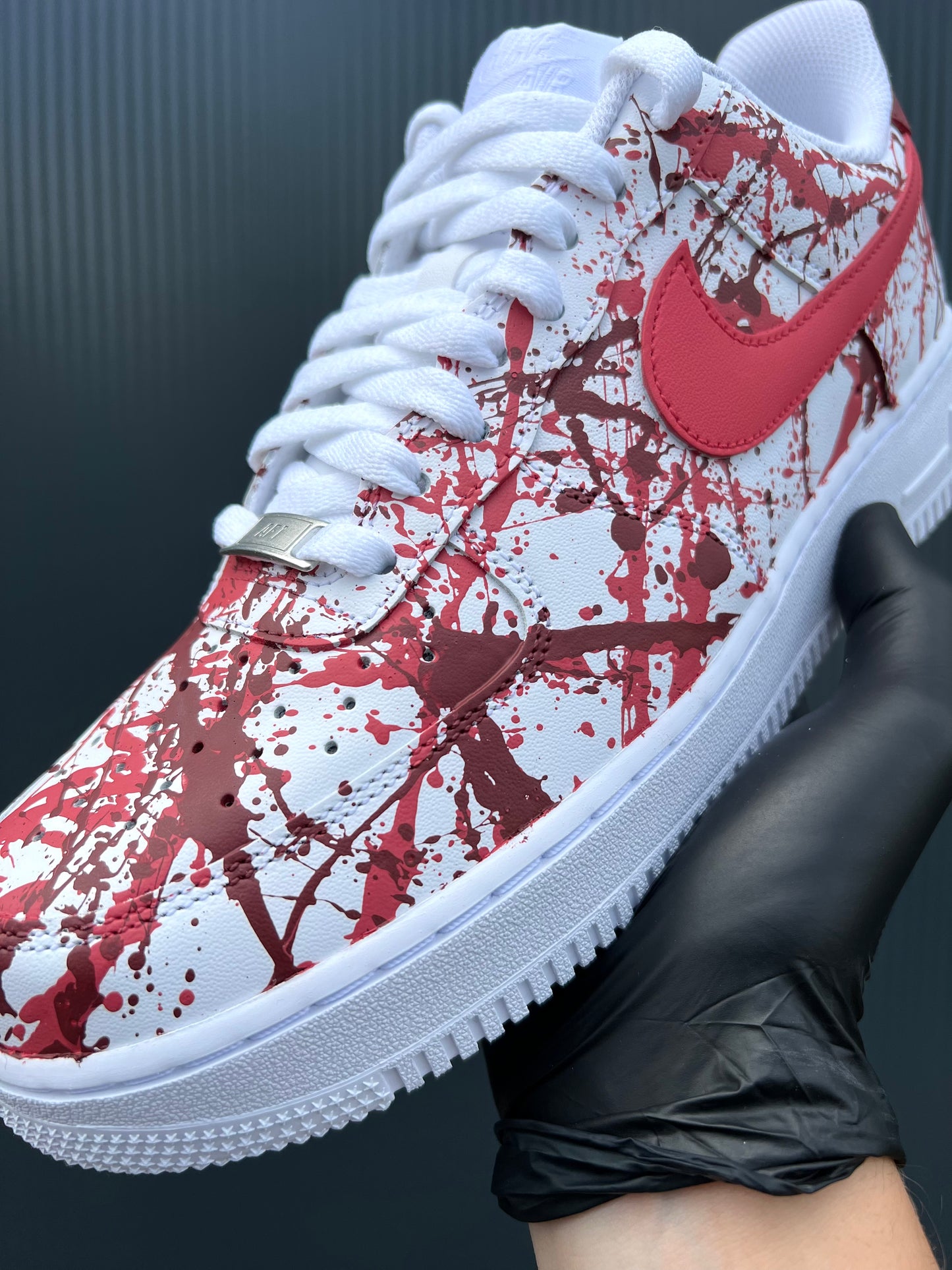 CUSTOM AF1 RED PAINT SPLASH.
