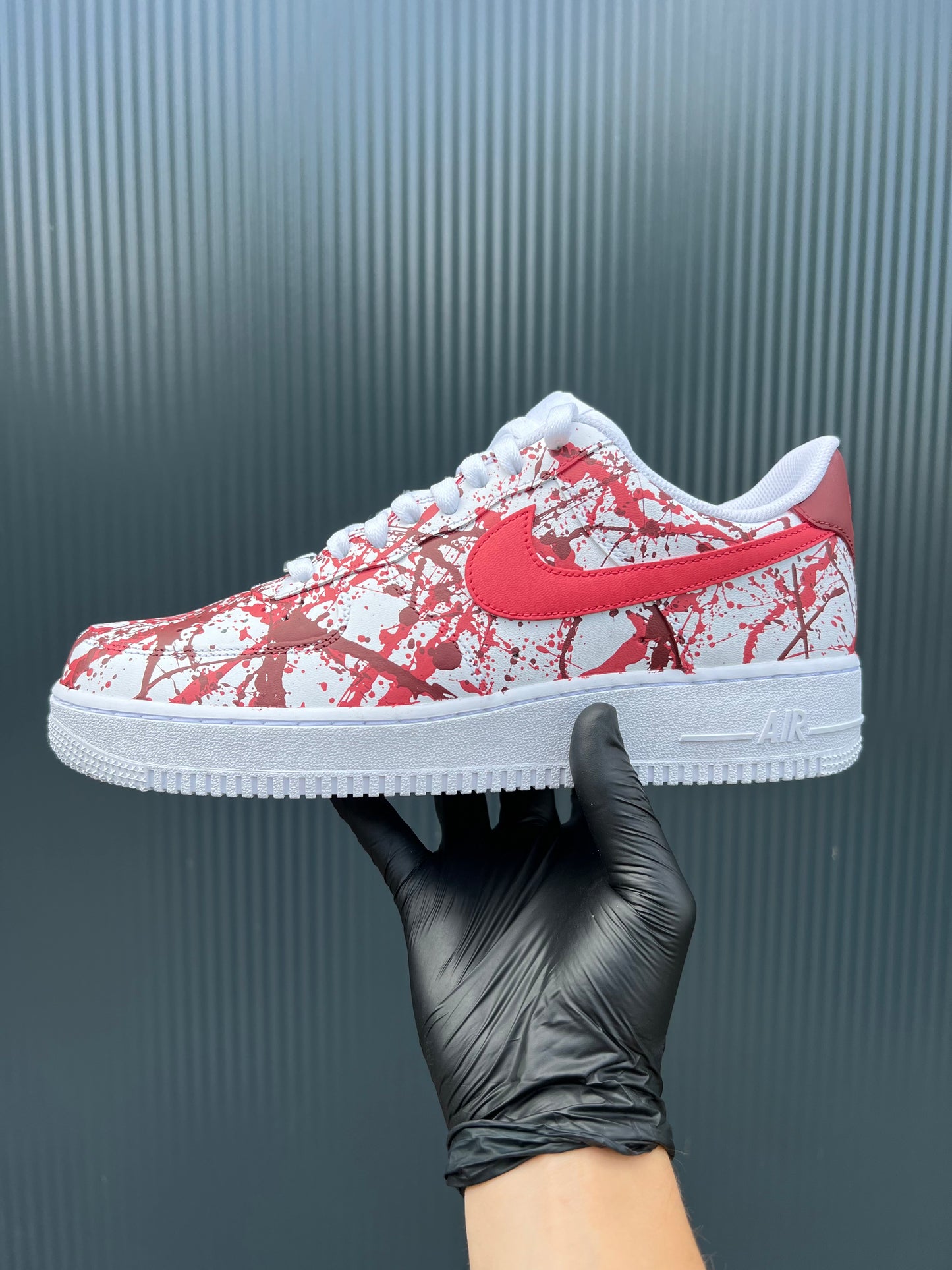 CUSTOM AF1 RED PAINT SPLASH.