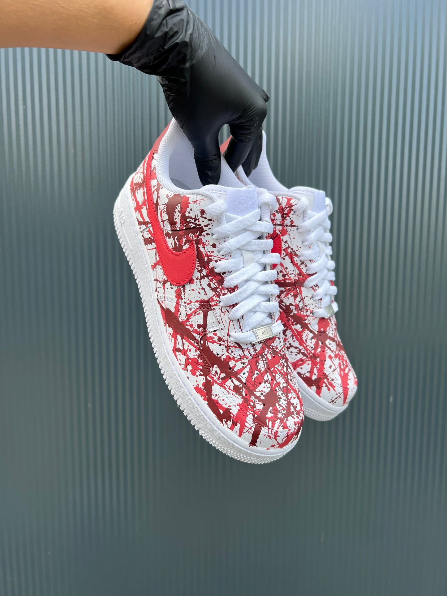 CUSTOM AF1 RED PAINT SPLASH.