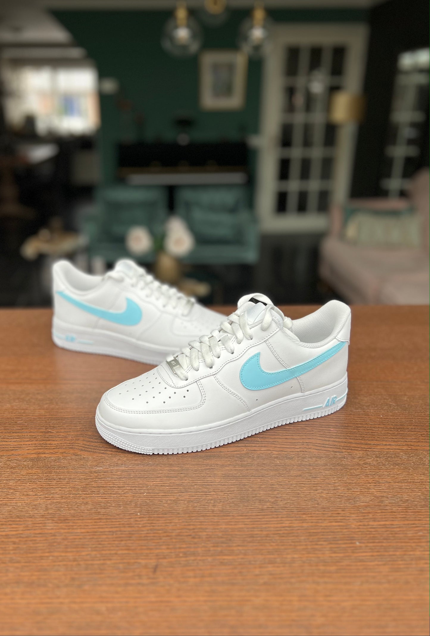 CUSTOM AF1 BABY BLUE SWOOSH.