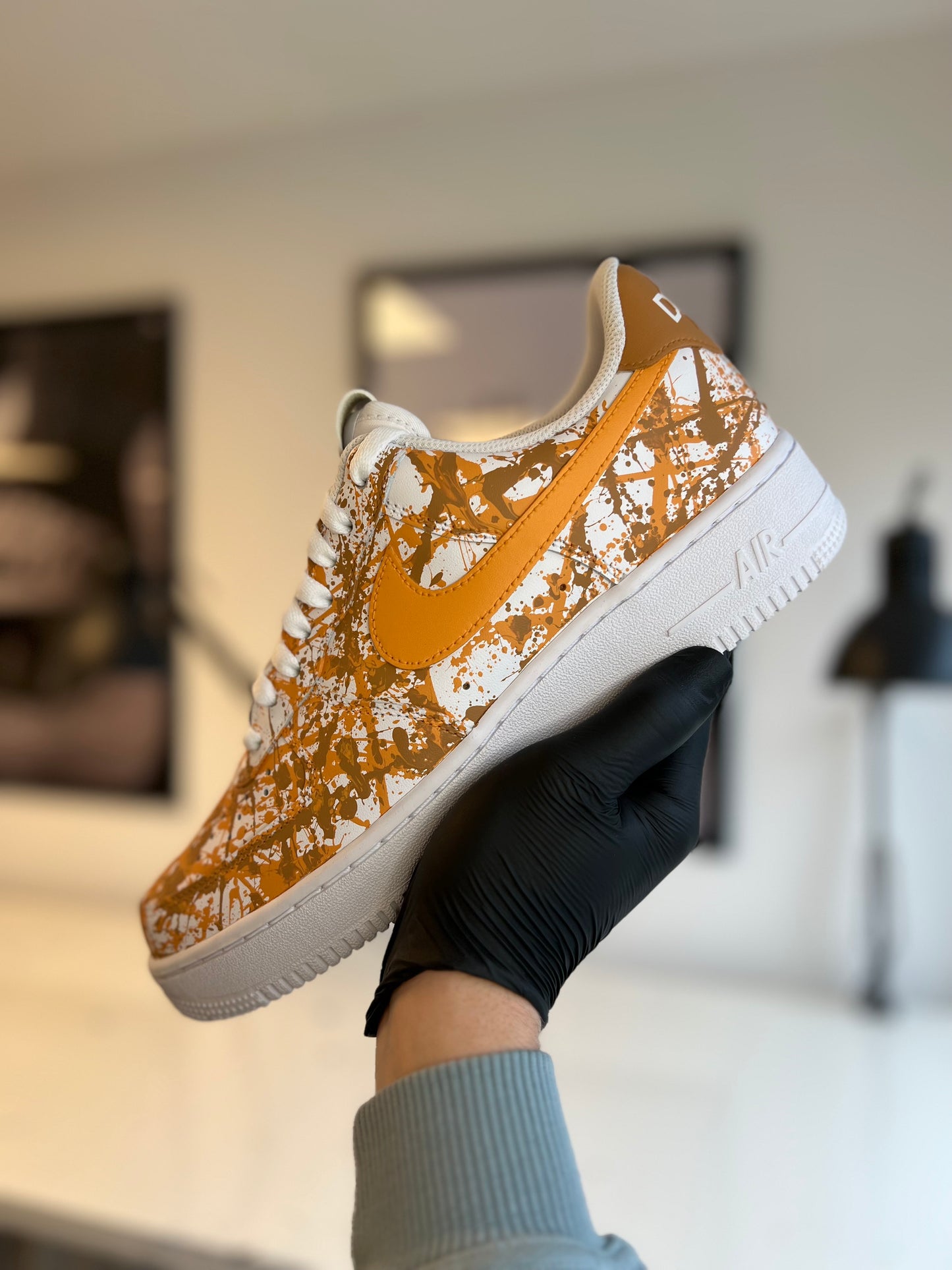 CUSTOM AF1 ORANGE PAINT SPLASH.