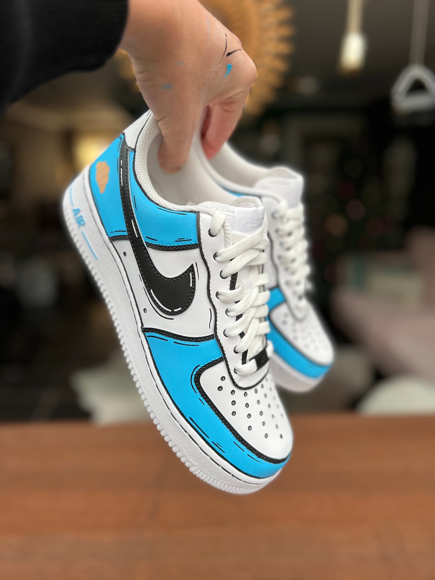 CUSTOM AF1 BLUE CARTOON.